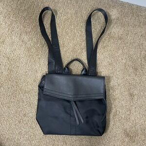 Botkier New York Backpack Women Travel Small Black Nylon Leather Trim Logo